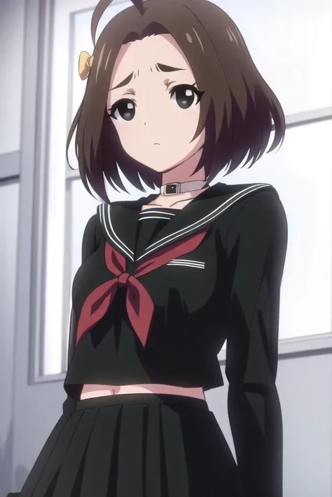rikamakiba, <lora:rika makiba ova-lora-nochekaiser:1>,
rika makiba, short hair, brown hair, bow, (black eyes:1.5), ahoge, hair bow,
BREAK skirt, thighhighs, long sleeves, school uniform, serafuku, choker, black thighhighs, black skirt, collar, zettai ryouiki, black serafuku,
BREAK indoors, classroom,
BREAK looking at viewer, (cowboy shot:1.5),
BREAK <lyco:GoodHands-beta2:1>, (masterpiece:1.2), best quality, high resolution, unity 8k wallpaper, (illustration:0.8), (beautiful detailed eyes:1.6), extremely detailed face, perfect lighting, extremely detailed CG, (perfect hands, perfect anatomy),