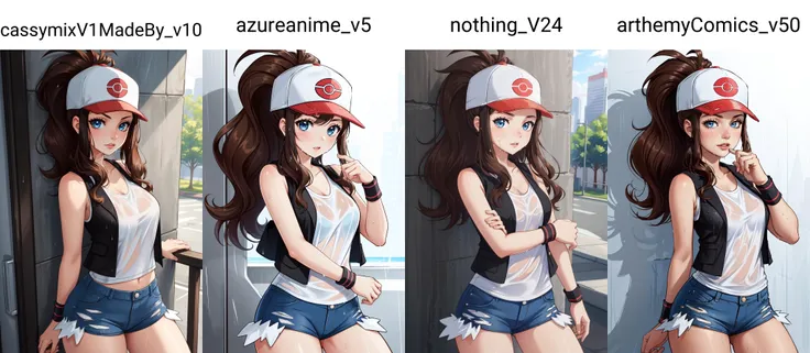 (masterpiece, best quality), intricate details,
1girl, <lora:hilda-10:0.8> hilda, long hair, sidelocks, high ponytail, ponytail, blue eyes, brown hair, hilda, long hair, hat, baseball cap, looking at viewer, sidelocks, high ponytail, shorts, ponytail, denim shorts, denim, short shorts, vest, shirt, wristband, sleeveless, white shirt, black vest, sleeveless shirt
rain, wet shirt, see-through,