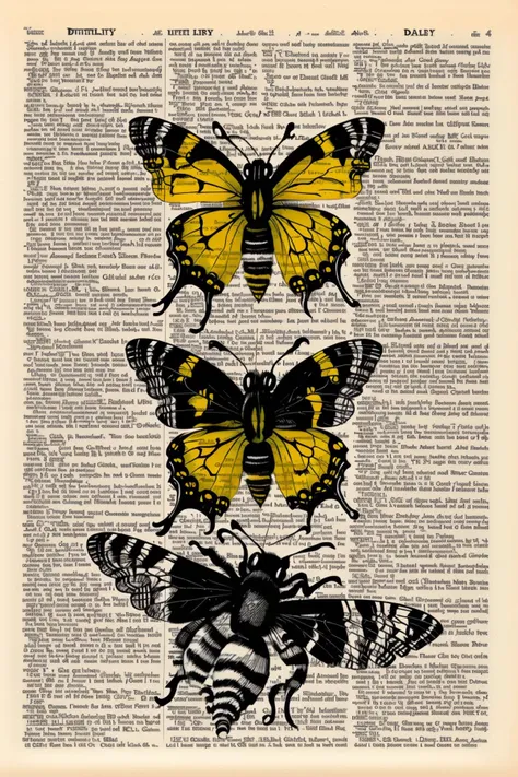 a drawing of a Butterfly is shown on a page of a book, storybook illustration, a storybook illustration, massurrealism , (( dictionary_art ))