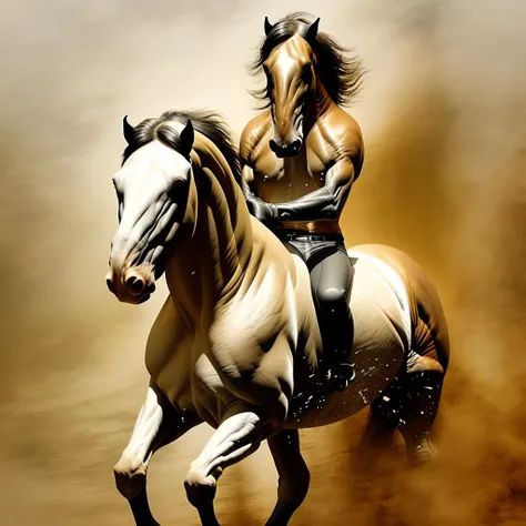 <lora:Viking warrior avatar:1> a horse riding a horse