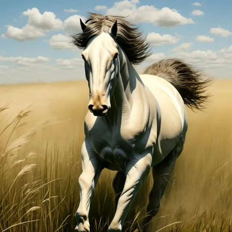 <lora:Viking warrior avatar:1> a horse running in a field of tall grass