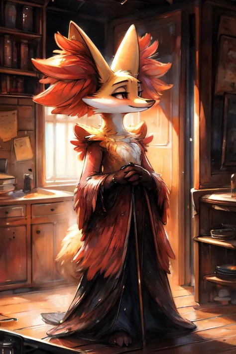 <lora:add_detail:0.8>
masterpiece, best quality,uploaded on e621, ((by Yurusa, by Childe Hassam, by Kenket, by Kyoto Animation)), sharp details, (best quality), dramatic lighting,
Woman, wide hips,
Thick
From the side,
<lora:FurryCoreV2New-07:0.8> FurryCore
<lora:Delphox:0.8> Delphox