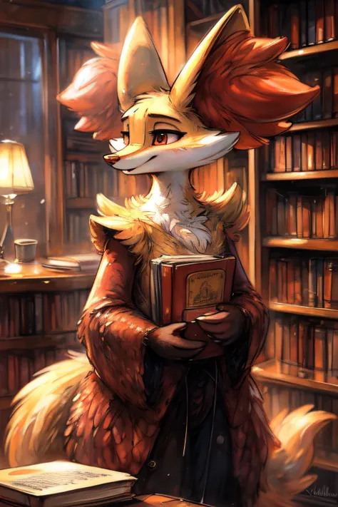 <lora:add_detail:0.8>
masterpiece, best quality,uploaded on e621, ((by Yurusa, by Childe Hassam, by Kenket, by Kyoto Animation)), sharp details, (best quality), dramatic lighting,
Woman, wide hips,
Thick
library,librarian,books
From the side,
<lora:FurryCoreV2New-07:0.8> FurryCore
<lora:Delphox:0.8> Delphox