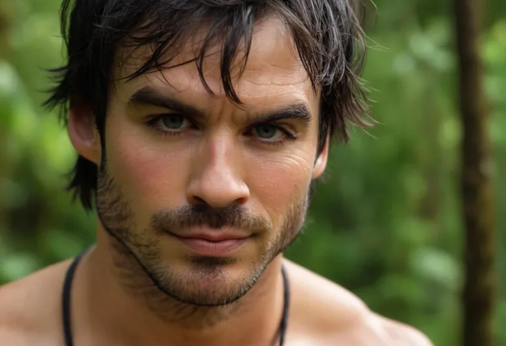 cinematic film still closeup,Ian somerhalder in the Hawaiian jungle,perfect hands,perfect eyes,high quality photography,cinematic composition,film grain,mirrorless camera,4k textures,4k resolution,<lora:ian_somerhalder_v1_sdxl_1800_lora_f32:1>,