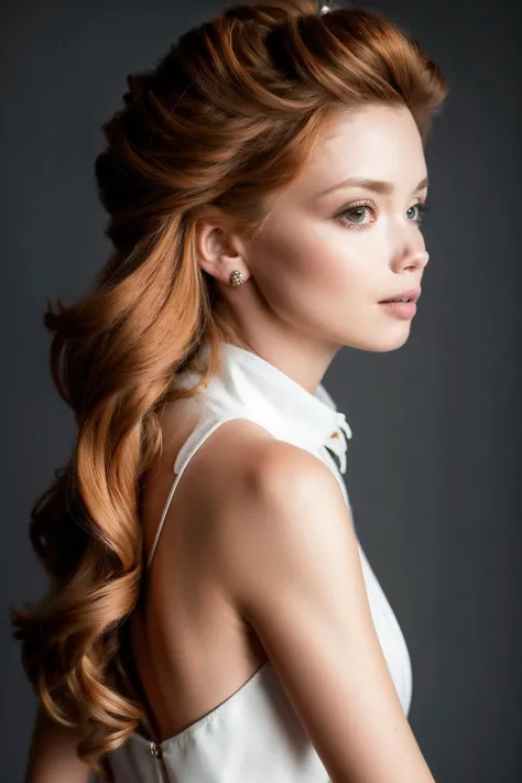 <lora:Olga_Kuzmina:1> Tim Walker style award winning intrinsic detail dreamscape photo-art high fashion portrait style of a female supermodel with stylized modern hair in John Galliano fashion design in a high fashion studio, hd, 8k