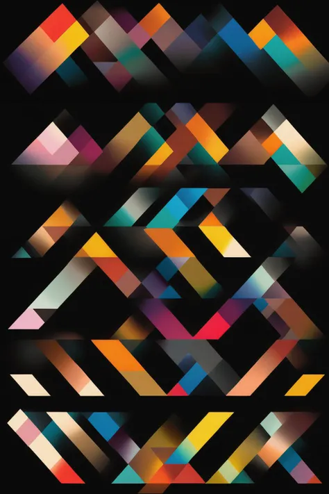 <lora:Felipe Pantone Style:1>Felipe Pantone Style - graphic of a rectangle split into four triangles and pentagos and multiple circles - each with a different colour in gradients