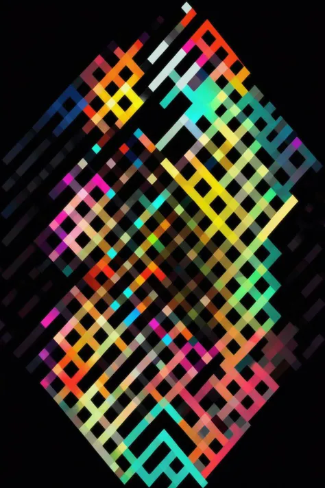 <lora:Felipe Pantone Style:1>Felipe Pantone Style - glitch triangle with radial gratient of colours and black background + op art in felipe pantone style