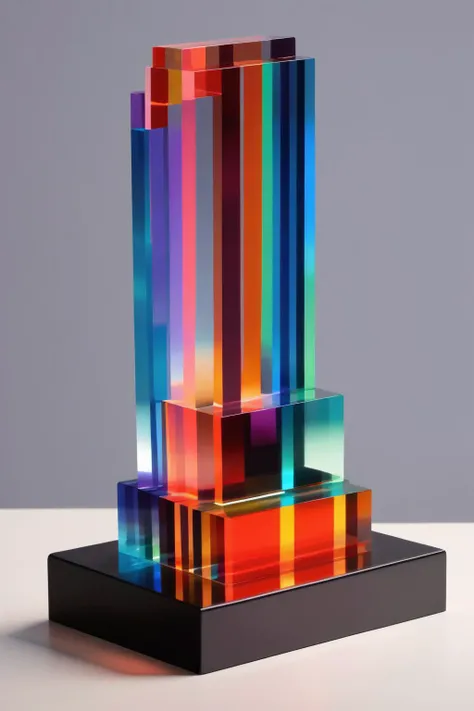 <lora:Felipe Pantone Style:1>Felipe Pantone Style - Felipe Pantone inspired Chromatic sculpture, colorful translucent plastics and glass. Moiree effect