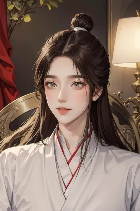 (Masterpiece:1.4), (best quality:1.2), <lora:xie_lian-000012:1>, xie lian, 1boy, male focus, chinese clothes, hair bun, bishounen