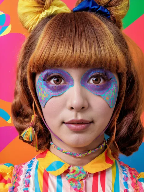 ("PONPONPON":1.4), (colorful pop art, psychedelic photo by cindy sherman:1.2), (cute kyary:1.15), an japanese girl, girlish wedding dress, intricate chocolate undercut pixie, eye liner, psychedelic colorful barn, kitsch movement, (vibrant colors:1.15) <lora:kyarypamyupamyu_lora:0.7>, (pascal campion:0.38), vivid colors, (painting art:0.06), [eclectic:clear:0.8]