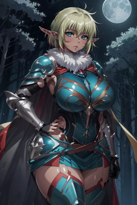 4k,High resolution,One Woman,Elf,Blonde,long hair,Braid,Green Eyes,Big Breasts,samurai,White samurai armor,Full Armor,Heavy Armor,Jewelry decoration,Big Japan sword,in the forest