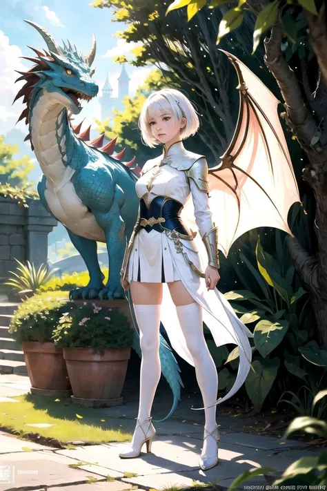 anime artwork the white knight standing in front of a giant dragon, Thorough,analog style,female focus,highest quality,(highly detailed skin),perfect face,skin pores,(bokeh:0.6),sharp focus,dappled lighting,(backlighting:0.7),film grain,photographed on a Sony A7R IV,18mm F/1.7 cine lens,(highly detailed, intricately detailed),8k,HDR,front view,(full body visible:1.2) . anime style, key visual, vibrant, studio anime, highly detailed