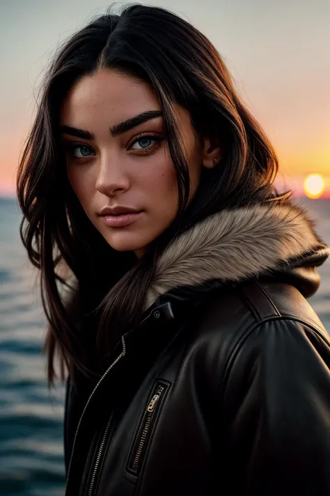 photo of beautiful (lgr4ss1-130:0.99), a woman with perfect hair, wearing Coffee Brown (winter coat:1.1), (sunset:1.1), closeup portrait, (happy) modelshoot style, (extremely detailed CG unity 8k wallpaper), professional majestic photography, (Leica M6 Camera), 24mm, exposure blend, hdr, faded, extremely intricate, High (Detail:1.1), Sharp focus, dramatic, soft cinematic light, (looking at viewer), (detailed pupils), 4k textures, elegant, ((((cinematic look)))), soothing tones, insane details, hyperdetailed, low contrast, (epicPhoto)