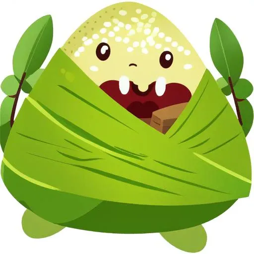 zongzi, cute,green skin, (meat),rice,(meat),<lora:zongzi_v2-cute:1>