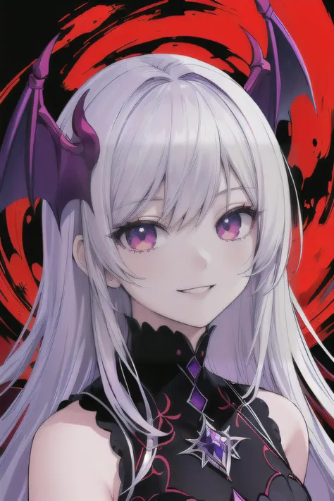 (best quality, masterpiece, perfect face, detailed intense red blood iris), 1 succubusgirl, gothic, demon wings, mischievous smile, (abstract art), half demon, high contrast, (abstract art), half demon, crimson eyes, high contrast (hyper realism, soft light, dramatic light, sharp, HDR)