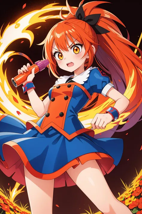 1girl, professional Spray paint style, hyper detailed, angle from below of a Angry Grumpy ("Venomstrike Trap":1.3) , centered Fire and deep orange background, Quaint street and flower field, at Twilight, split diopter, (landscape art by Benedetto Caliari:0.7) , Satisfying, Hermitpunk, hard light, 50mm, Ambrotype, Decoupage, nightmare fuel, professional, wallpaper, womanly, elaborate