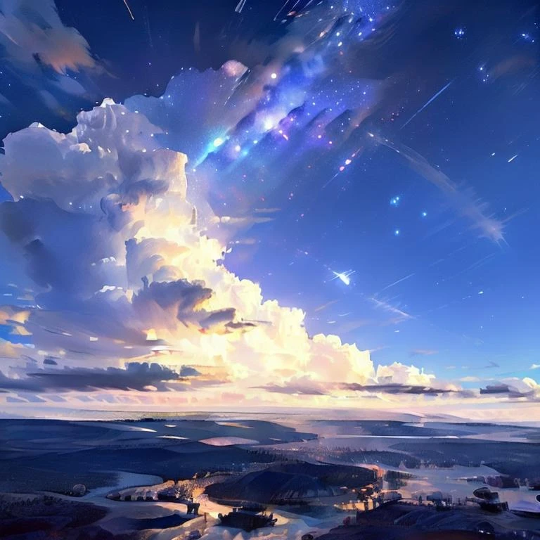 skyline, night sky, extremely great render, best render, best detail, dream, wonderful, colorful, oil paint, 8k resolution, best resolution, universe, stars, landscape, scenery art, night, dark