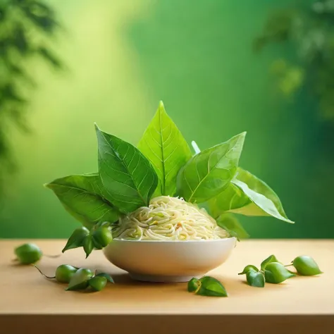 Best quality,masterpiece,ultra high res, <lora:sdxllora2-000007:0.8>,booth, no humans, food focus, still life, plant, food, leaf, simple background, green background