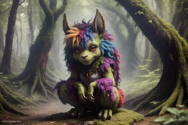 adorable multicolored mossbeast woman <lora:mossbeast:0.2> <lora:add_detail:0.5> <lora:realistic:0.5> <lora:ClothingAdjuster3:-0.5>