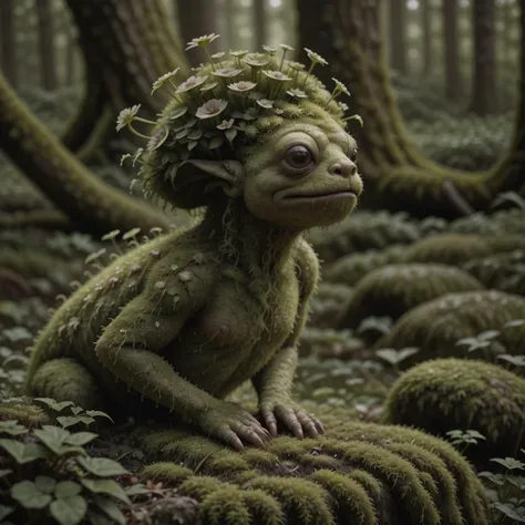 cinematic film still portrait <lora:mossbeast:1>mossbeast . shallow depth of field, vignette, highly detailed, high budget Hollywood movie, bokeh, cinemascope, moody, epic, gorgeous, film grain, grainy