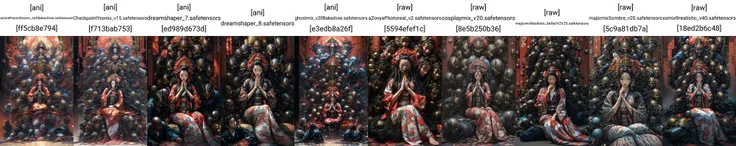 (masterpiece:1.2), best quality, PIXIV, black hair, hair ornament, japanese clothes, hair flower, flower, kimono, mask, 1girl, sitting, long hair, own hands together, looking at viewer, 6+boys, praying, multiple boys, floral print, wide sleeves, <lora:thousand_faces_20230729115837-000018:1>, <lora:zhongfenghuaxiyou:0.5>, <lora:add_detail:1>