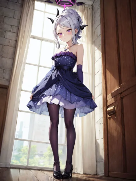 BREAK
(absurdres:1.1, highres:1.1, ultra detailed:1.1),
(high resolution:1.1, ray tracing:1.1, refraction:1.1), (dynamic angle:1.1),
BREAK
(1girl:1.1), (solo:1.3),
BREAK
<lora:hina_(blue_archive):0.9>,
cchina,halo,horns,long hair,ponytail,sidelocks,parted bangs,earrings,necklace,strapless dress,purple dress,elbow gloves,purple gloves,(wings:1.2),low wings,(purple pantyhose:1.2),black footwear
BREAK
(clear face:1.1),
(closed mouth:1.4),
BREAK
Authentic skin texture, Smooth skin,
BREAK
night,
BREAK
feet out of frame,
BREAK
BREAK
(Standing on one knee:1.1),
BREAK
indoors,
BREAK
<lora:flatBG:-0.4>,
<lora:GoodHands-vanilla:1>,
nice hands, perfect hands,
BREAK
wakame