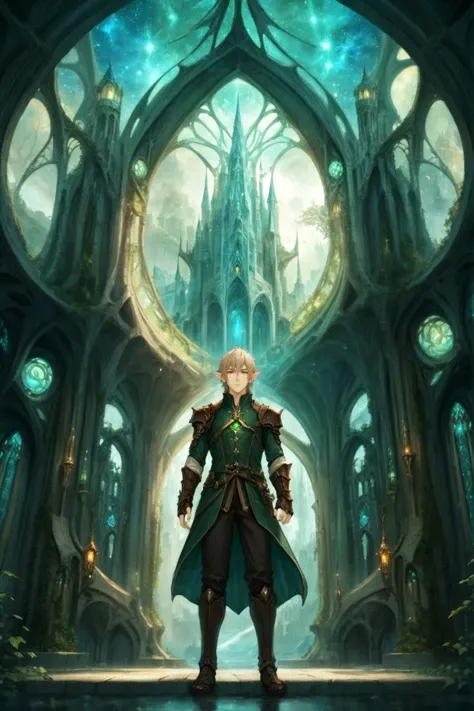 <lora:EnvyElvishArchitectureXL01:0.75> elvish architecture, steampunk, anime style, elven, slim, <lora:EnvySendNoodzXL01:-0.5>1boy, man, ruggedly handsome, noon, scenery, "at the epic Supernova"<lora:EnvyBetterHiresFixXL01:0:hr=1>