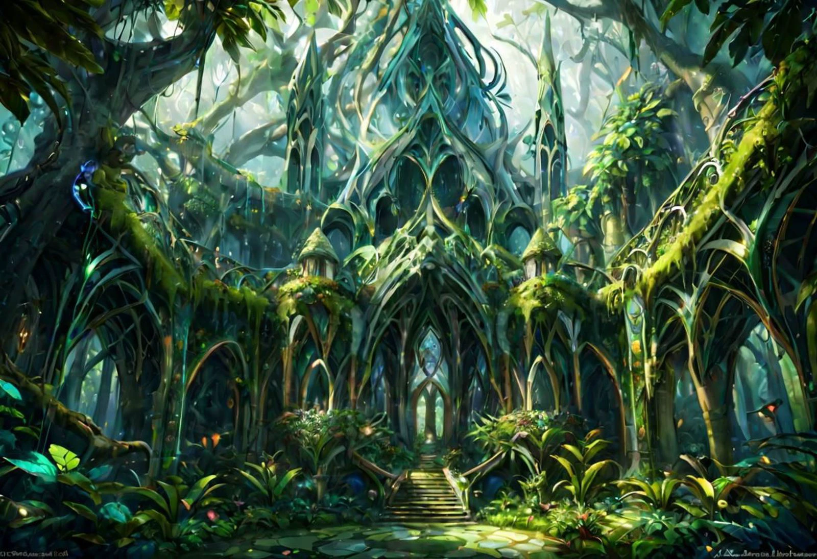 <lora:EnvyElvishArchitectureXL01:0.75> elvish architecture, fantasy, fantasy, Tropical Rainforest<lora:EnvyBetterHiresFixXL01:0:hr=1>