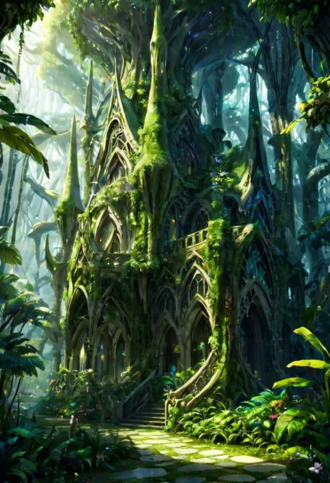 <lora:EnvyElvishArchitectureXL01:0.75> elvish architecture, fantasy, fantasy, Tropical Rainforest<lora:EnvyBetterHiresFixXL01:0:hr=1>