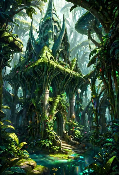 <lora:EnvyElvishArchitectureXL01:0.75> elvish architecture, fantasy, fantasy, Tropical Rainforest<lora:EnvyBetterHiresFixXL01:0:hr=1>