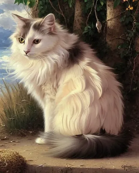 Portrait of mlloctst cat, digital painting, artstation, concept art, soft light, hdri, smooth, sharp focus, illustration, fantasy, intricate, elegant, highly detailed, d&d, matte painting, in the style of greg rutkowski and alphonse mucha and artemisia, 8k, highly detailed, jurgens, rutkowski, bouguereau, pastoral, rustic, georgic, detailed concept art, illustration, colorful pastel, painting, detail, ultra detailed, digital art, 4k, yellow eyes