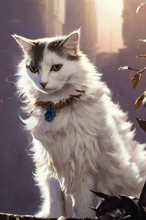 digital art in the style of greg rutkowski and craig mullins, 4k, intricate detail, cinematic, mlloctst cat, yellow eyes