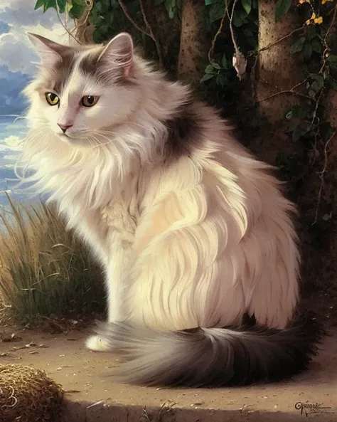 Portrait of mlloctst cat, digital painting, artstation, concept art, soft light, hdri, smooth, sharp focus, illustration, fantasy, intricate, elegant, highly detailed, d&d, matte painting, in the style of greg rutkowski and alphonse mucha and artemisia, 8k, highly detailed, jurgens, rutkowski, bouguereau, pastoral, rustic, georgic, detailed concept art, illustration, colorful pastel, painting, detail, ultra detailed, digital art, 4k, yellow eyes