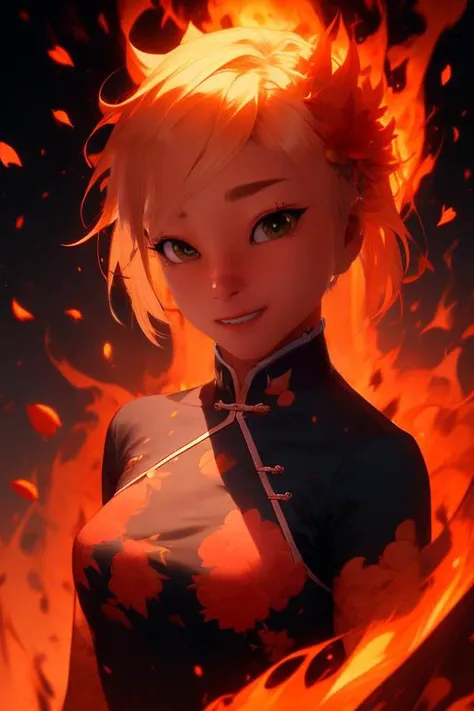1girl,chinese clothes, flame print, gloves, petal, r1ge, solo, looking at viewer, smile, <lora:r1ge - AnimeRage:0.9> <lora:lynn00:0.4>masterpiece, best quality, ultra high res, beautiful, visually stunning, elegant, incredible details, award-winning painting,