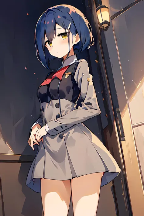Picture of ichigo, 1girl, solo, ichigo darling in the franxx, uniform, cute, sexy, blushing, looking at viewer <lora:Ichigo (DITF) LORA v1:1>