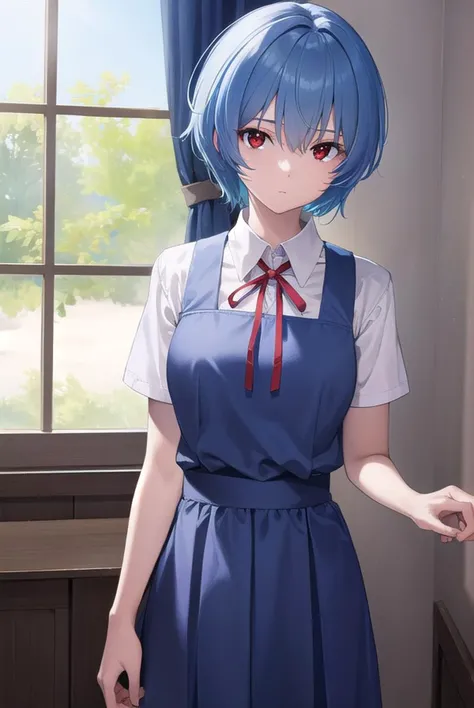 reiayanami, <lyco:reiayanami-lyco-nochekaiser:1>, 
rei ayanami, blue hair, short hair, (red eyes:1.5), (small breast:1.2),
BREAK blue dress, dress, neck ribbon, pinafore dress, red ribbon, ribbon, school uniform, short sleeves, short-sleeved sweater, sweater,
BREAK indoors, classroom,
BREAK looking at viewer, (cowboy shot:1.5),
BREAK <lyco:GoodHands-beta2:1>, (masterpiece:1.2), best quality, high resolution, unity 8k wallpaper, (illustration:0.8), (beautiful detailed eyes:1.6), extremely detailed face, perfect lighting, extremely detailed CG, (perfect hands, perfect anatomy),
