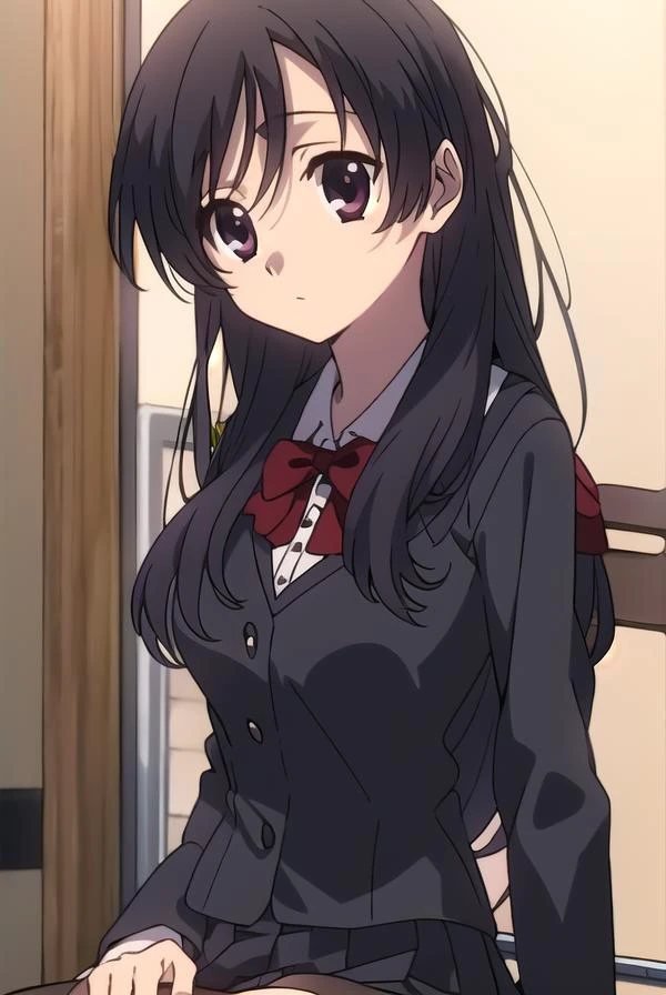 kotonohakatsura, <lyco:kotonohaAL-Lycoristest:1>,
kotonoha katsura, (black eyes:1.4), black hair, long hair,
BREAK black thighhighs, bow, red bow, school uniform, skirt, thighhighs, zettai ryouiki,
BREAK looking at viewer,
BREAK indoors, classroom,
BREAK <lora:GoodHands-vanilla:1>, (masterpiece:1.2), best quality, high resolution, unity 8k wallpaper, (illustration:0.8), (beautiful detailed eyes:1.6), extremely detailed face, perfect lighting, extremely detailed CG, (perfect hands, perfect anatomy),