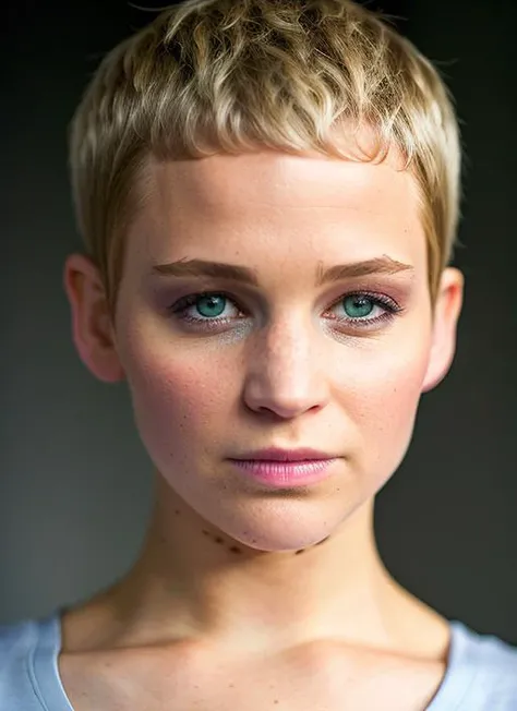 portrait of skswoman, sick , wearing nightwear , with Pixie cut , background dungeon epic (photo, studio lighting, hard light, sony a7, 50 mm, matte skin, pores, colors, hyperdetailed, hyperrealistic), <lyco:Jennifer Lawrence:0.9>