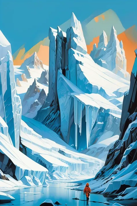 (Controllable Painting:1.3) of (Sketched:1.3) of (An icy landscape with towering glaciers and frozen ice cliffs. The color palette includes icy blues, whites, and silver hues, creating a frigid and serene ambiance), Ambient Occlusion, Tone Mapping, Shaders, SSAO, Natural Lighting, Volumetric Lighting, Volumetric Light, Volumetric, Accent Lighting, absurdres, high resolution, (8k resolution), 8k, 8kres, 8k res, super resolution, ultra hd, megapixel, high details, detailed and intricate, intricate details, high intricate details, absurd amount of details, landscape, outdoors,(by Artist Paul Lehr:1.3),(by Artist Syd Mead:1.3),(Aestheticism:1.3),naturalism,land Art,regionalism,shutterstock contest winner,trending on unsplash,featured on Flickr
