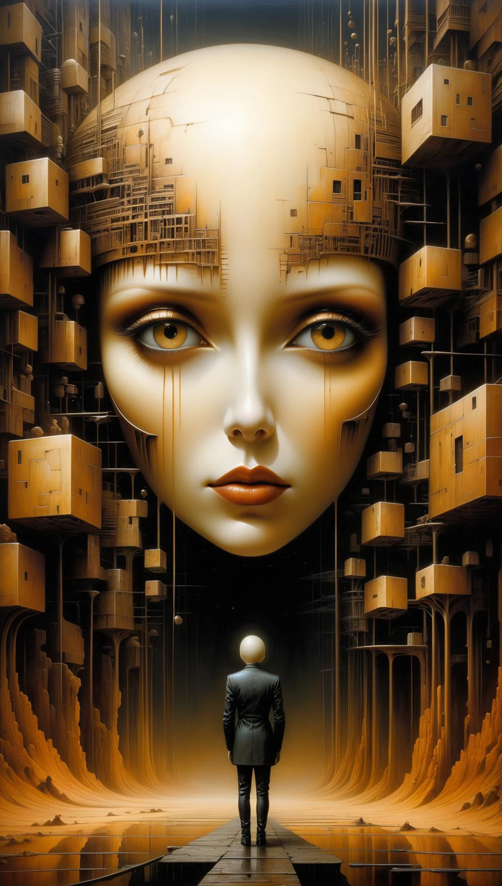 Heavily textured, abstract surreal minimalism, Paul Wunderlich, Peter Gric, Naoto Hattori, extraordinary realistic Martian, black metal, cubes, gorgeous<lora:xl_more_art-full_v1:0.5>