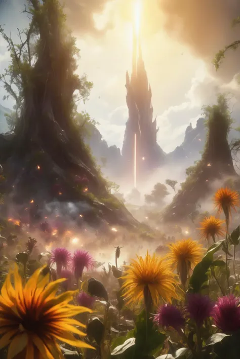 (Ultra realistic, Epic movie scene), (a Plaguebringers Crying out a battle cry to inspire allies) (in The Dreamer's Haven), (detailed vegetation, amazing lighting), (Colorful, Ultra Realistic, High quality, Highly detailed, Sharp focus, 8K UHD, ultra sharp picture)
