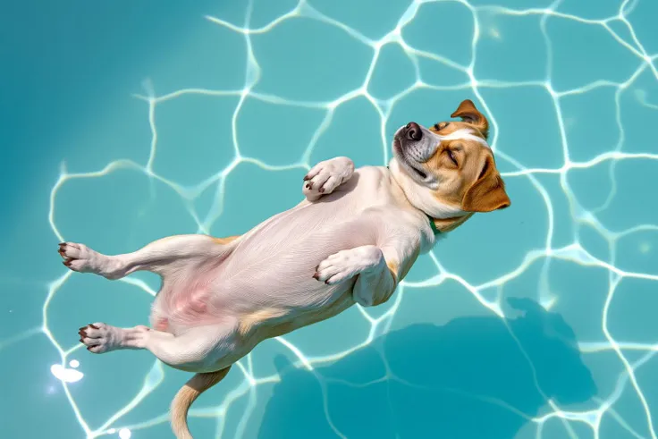 Dog head on a sexy woman perfect body at the pool and is naked and wet and having sex with you and riding on your dick