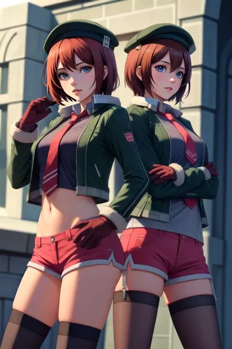<lora:LCM_LoRA_Weights_acceleration_module_SD15:0.8>
<lora:colorful_V2_lbw:0.5>
 <lora:noel-nvwls-v1:0.9> noel seeker, beret, green jacket, black shirt, necktie, red shorts, black thighhighs, gloves,