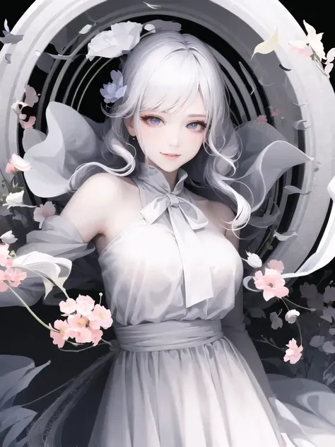 masterpiece, best quality,1girl, (colorful), (finely detailed beautiful eyes and detailed face), cinematic lighting, bust shot, extremely detailed CG unity 8k wallpaper, white hair, solo, smile, intricate skirt, ((flying petal)), (Flowery meadow)
sky, cloudy sky, building, sunlight, sun, <lora:depthmap-000002:1:XYZ>