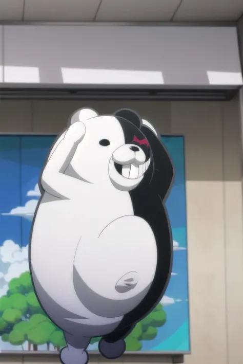 monokuma, <lora:monokuma s1-lora-nochekaiser:1>,
monokuma, smile, teeth, grin, no humans, bear,
BREAK ,
BREAK outdoors, classroom,
BREAK looking at viewer