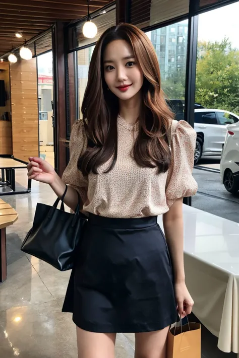 <lora:add_detail:0.4> , a photo portrait of rachel_mypark, <lora:rachel_mypark-12:0.9>, photo of a beautiful girl wear  tidy dress, skirt, medium hair, slim body, polite, the girl brings bag