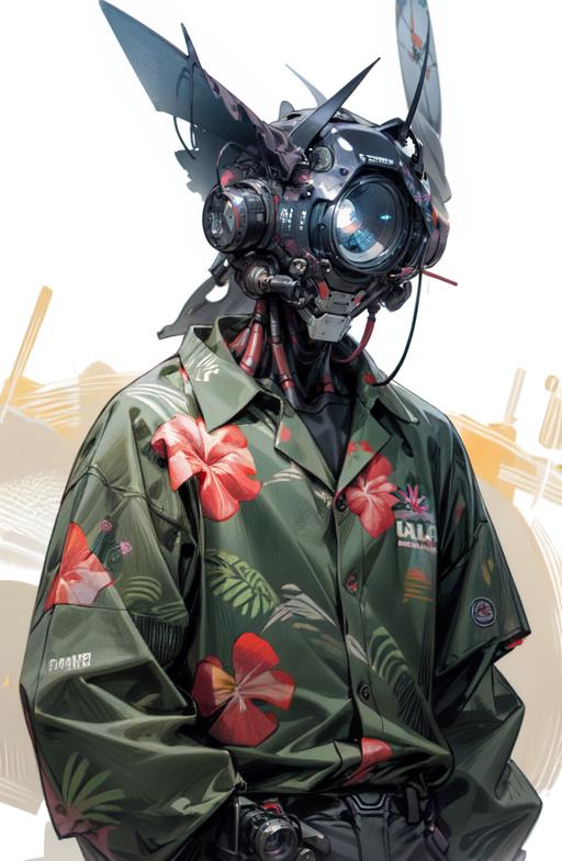 A close up of a person wearing a costume with a camera - SeaArt AI