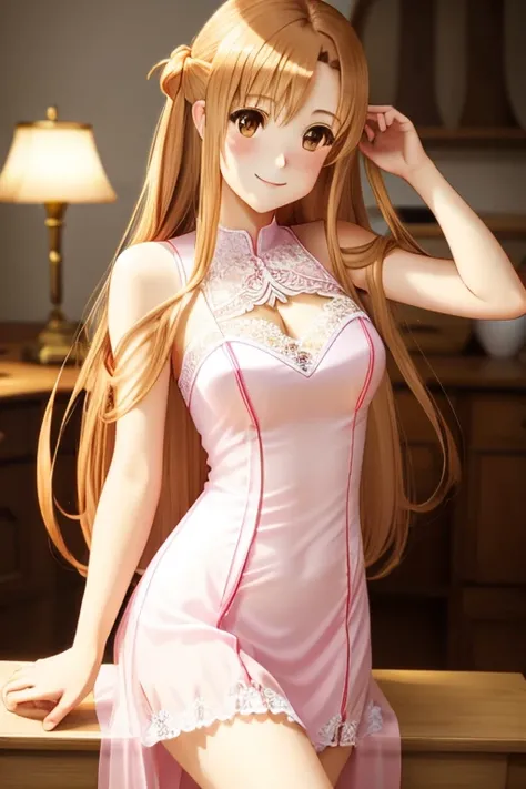 (transparent_lace-trimmed dressi:1.2),(cleavage),<lora:Asuna-10:0.8>,Asuna,light smile,sexy,best quality,