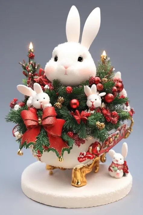 masterpiece,best quality,Xmasdeco, rabbit,figure, christmas decoration,