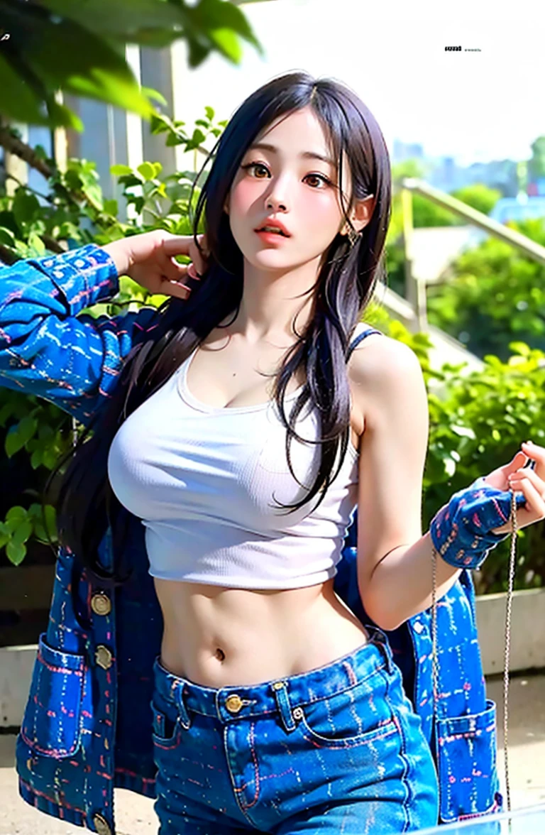 masterpiece, best quality, ultra-detailed, 1 girl, ((looking at viewer)), (cowboy shot), sexy body, yellow eyes, hair between eyes, big boobs,
Soaking Wet Clothes And Hair, See-Through Tank Top, Navel, Short Pants, Looking Up The Sky, <lora:MiNJ-01:1>
